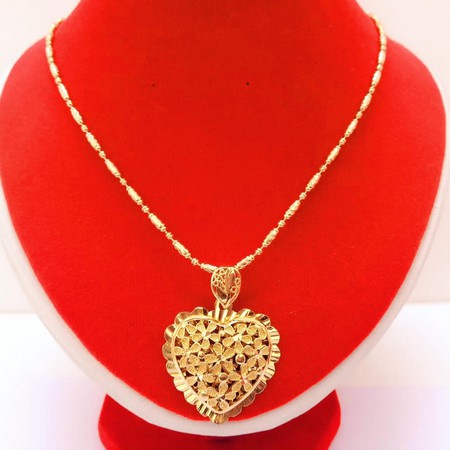 Kalung Set Liontin Lapis Emas 24Karat Liontin Love Bunga Emas Bangkok L31129