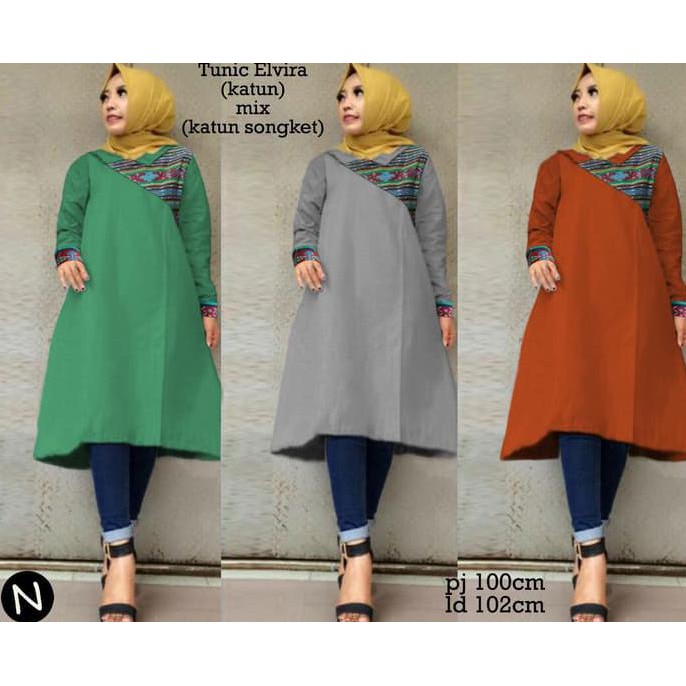 CANTIK ER123 60260/TUNIC ELVIRA/BAJU TUNIK WANITA/ATASAN MUSLIM WANITA/DRESS MUSLIM EKSTRA