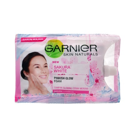 [RENCENG ISI 12 SACHET GLOW FAOM] Garnier Sakura Glow Pinkish Glow Foam - 9ml