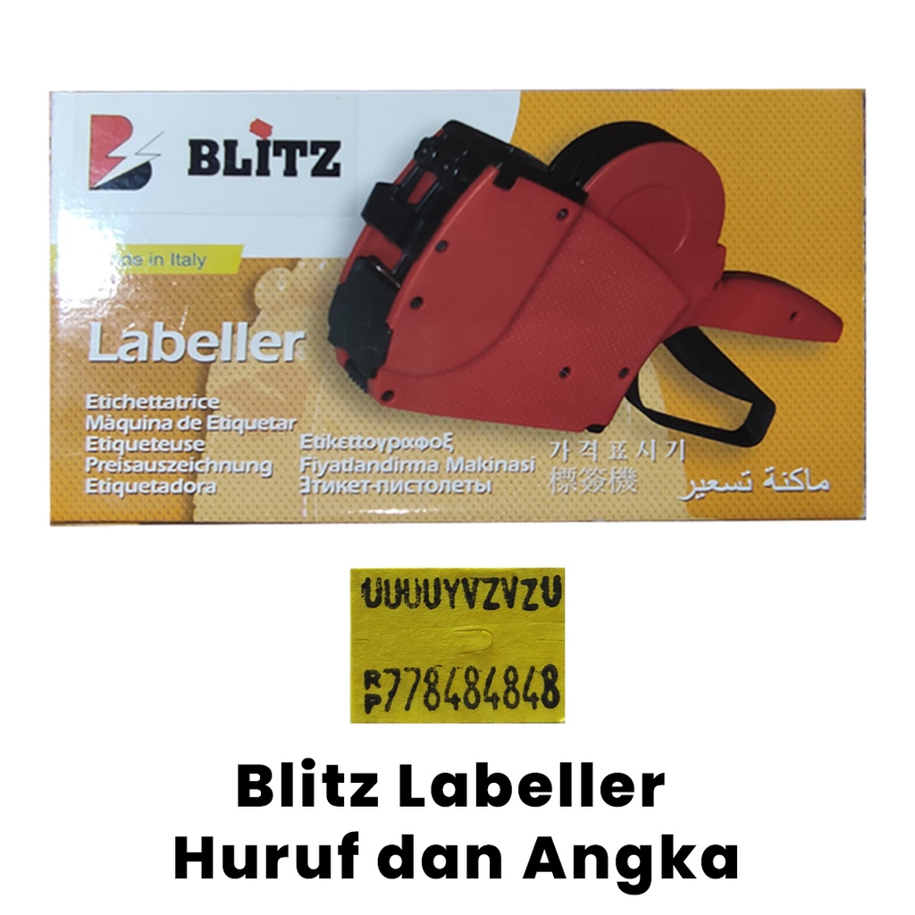 

Blitz Labeller / Mesin Pencetak Label Harga, Huruf dan Angka