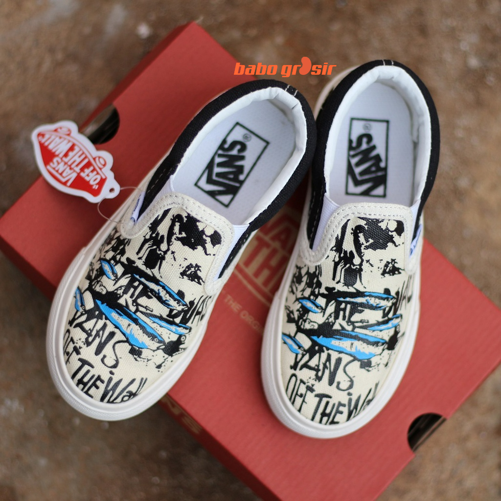 PROMO Sepatu Anak Vans Slip On Blue Tuna TOP Premium Quality | Bahan Kanvas, Sol Waffle DT Anti Slip Tidak Licin