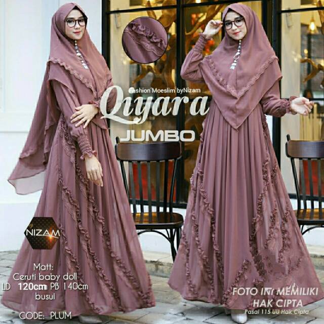 (restok) Qiyara syari by nizam | gamis ceruty babydol jumbo Ld 120