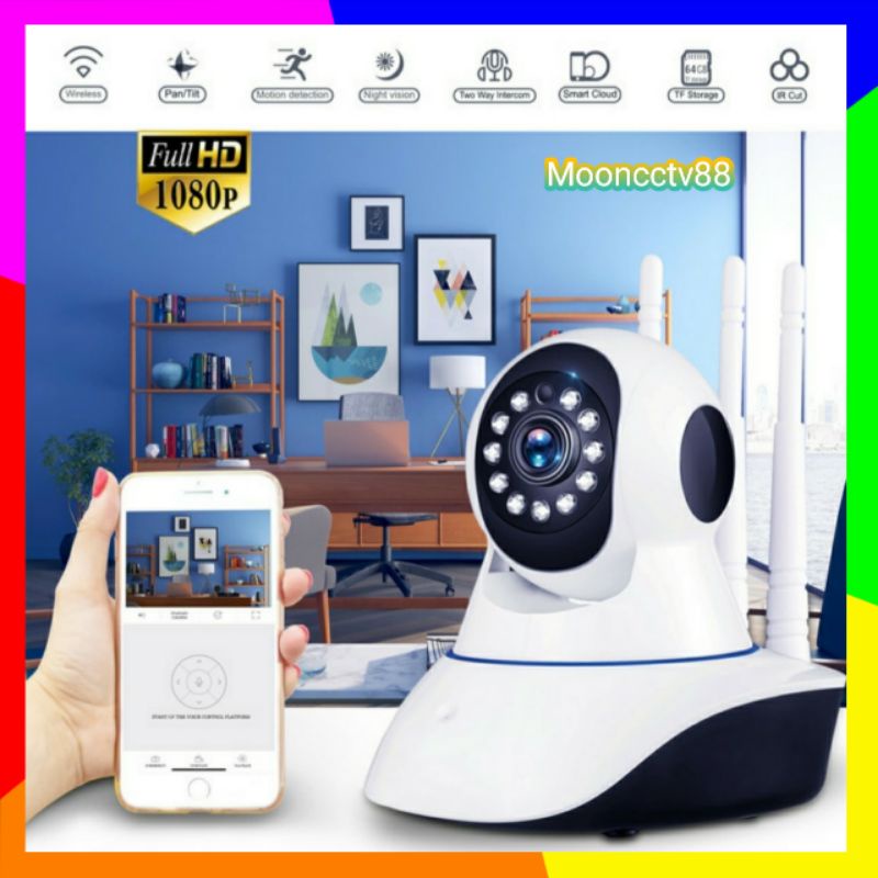 IP CAMERA 3 ANTENA YOOSEE WIRELESS HD 1080P CCTV WIFI SECURITY HOME