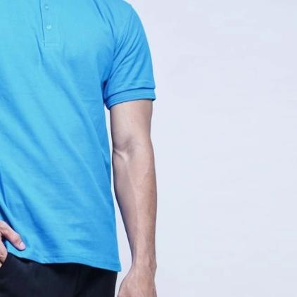 ☟ Kaos Polos Polo Cotton Pique Biru Turkis - Biru Turkis, S ➶