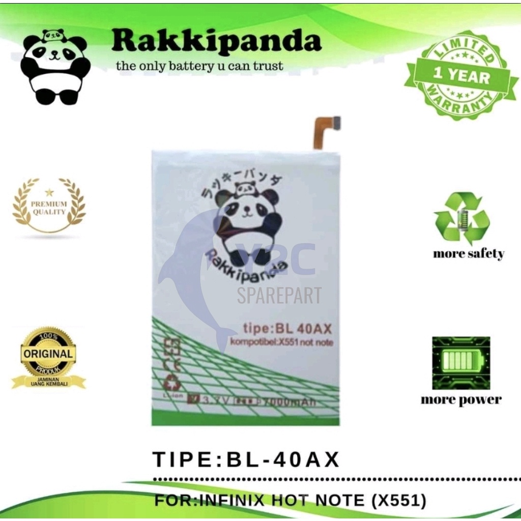 RAKKIPANDA BL-40AX INFINIX HOT NOTE / X551 BATERAI BATRE BATERE BATRAI BATREI DOUBLE POWER