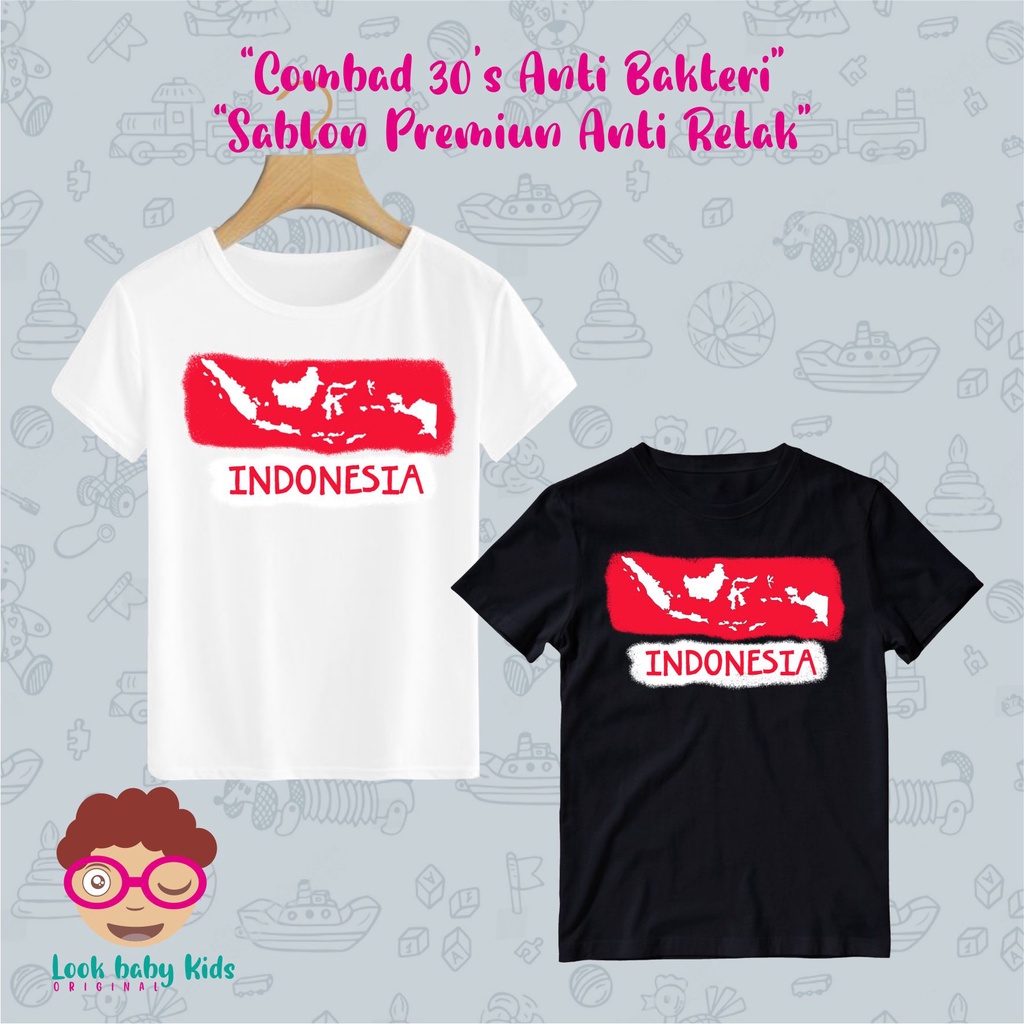 Kaos Peta Indonesia Anak dan Dewasa