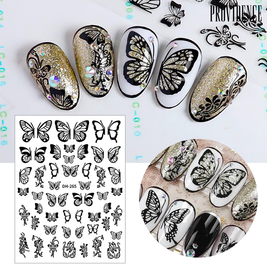 Providence Manicure Decal Delicate Exquisite Glue-free Hollow Butterfly Nail Art Transfer Sticker for Women