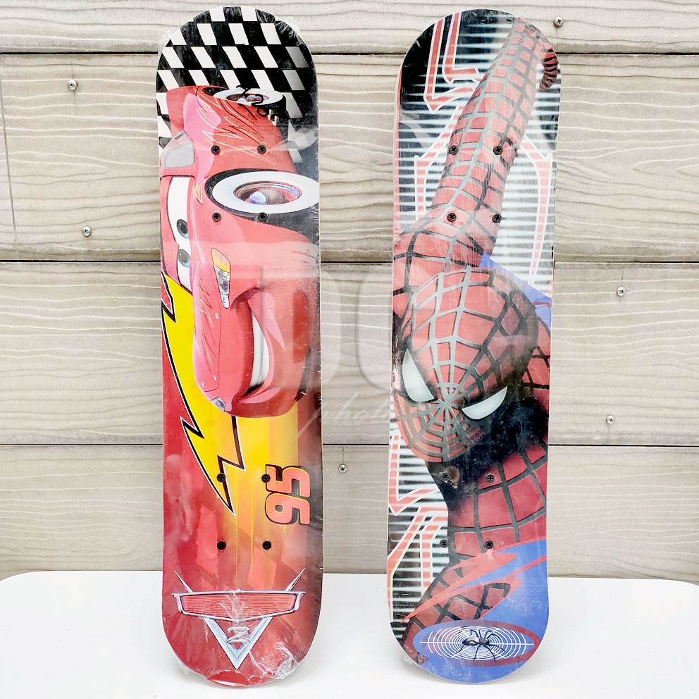 Skateboard Karakter Cars Spiderman Papan Luncur Kayu Ukuran Sedang