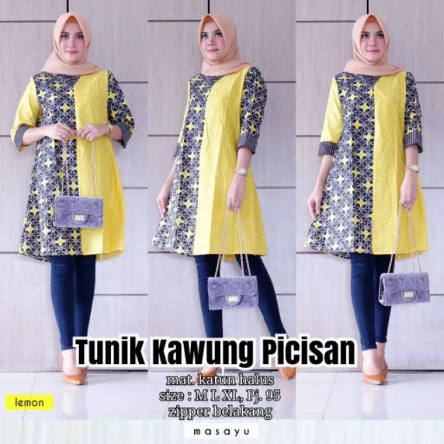 Tunik kerja murah halus wanita kekinian baju atasan cewek remaja kawung picisan cantik elegan trendy seragam dress batik murah kondangan kece cewe sekolah kuliah pesta kekinian kasual terbaru