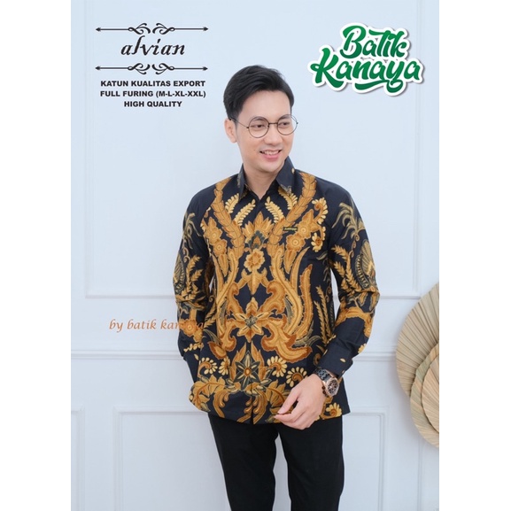 ALVIAN Kemeja Batik Pria Berlapis furing Bahan Katun Berkualitas Ekspor by kanaya