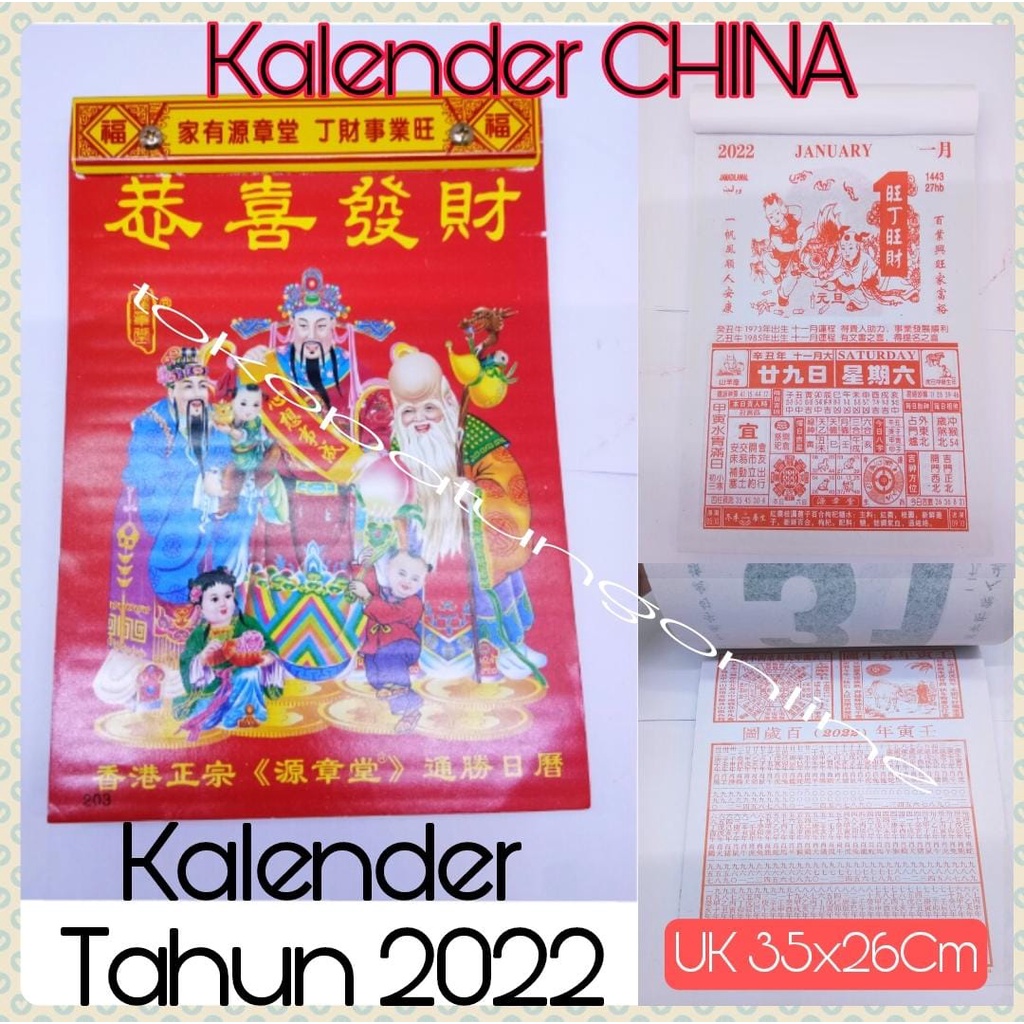 Kalender Harian Sobek China Jumbo New 2022