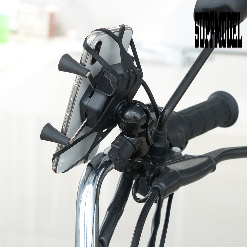 Bracket Dudukan Handphone Universal Rotasi 360 Derajat Dengan Port Charger USB