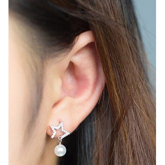 925 Perak Lucu Anting-Anting Anting-Anting Gaya Korea Wanita Mutiara Lima Menunjuk Bintang Kepingan Salju Sayap Fashion Ornamen