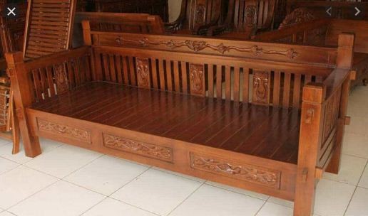 Bale Bale Kursi Sofa Bangku Kayu Jati Ukir Mebel Jepara custom L 180