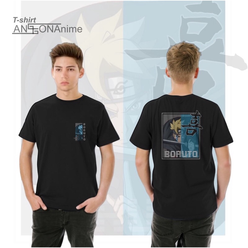 Kaos Anime Katun Combed warna hitam lembut nyaman