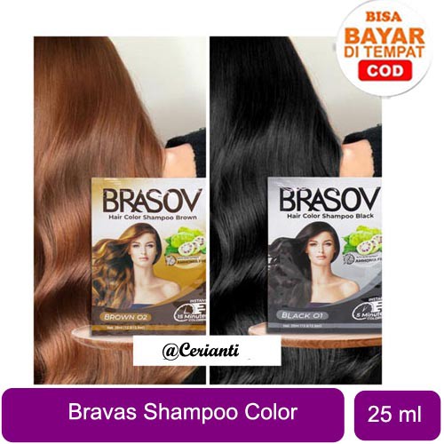 BRASOV Shampoo Pewarna Rambut Extra Nino 1 Sachet Hair Color Shampoo 02 01 Coklat Hitam