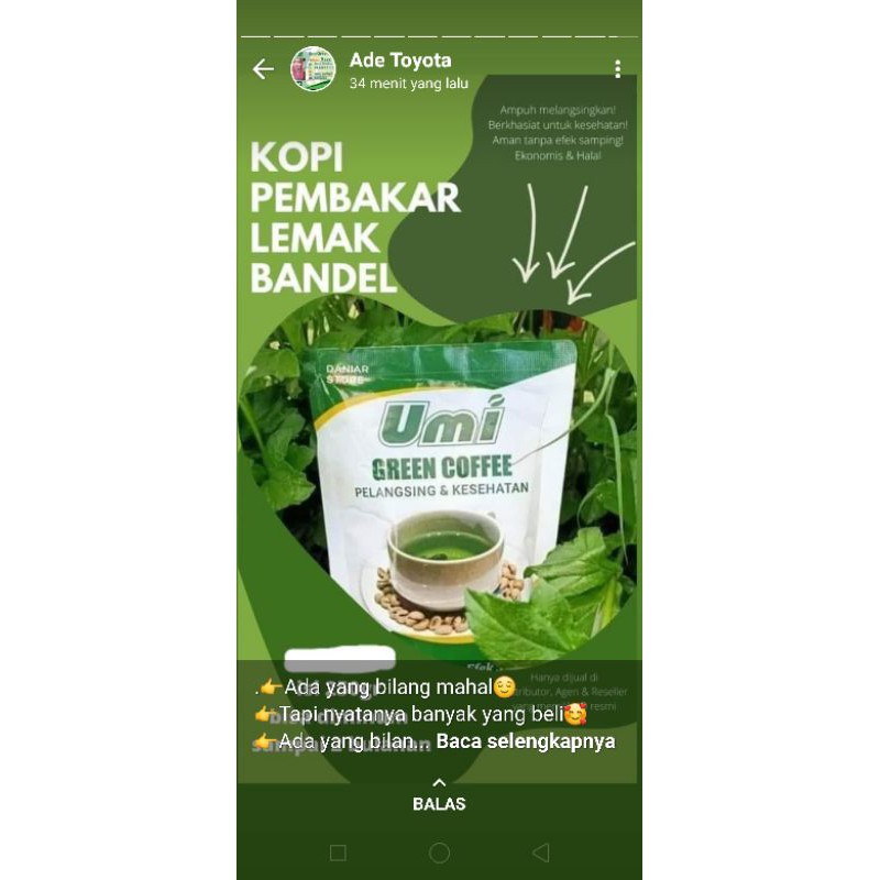 

kopi pelangsing Umii greend coffe