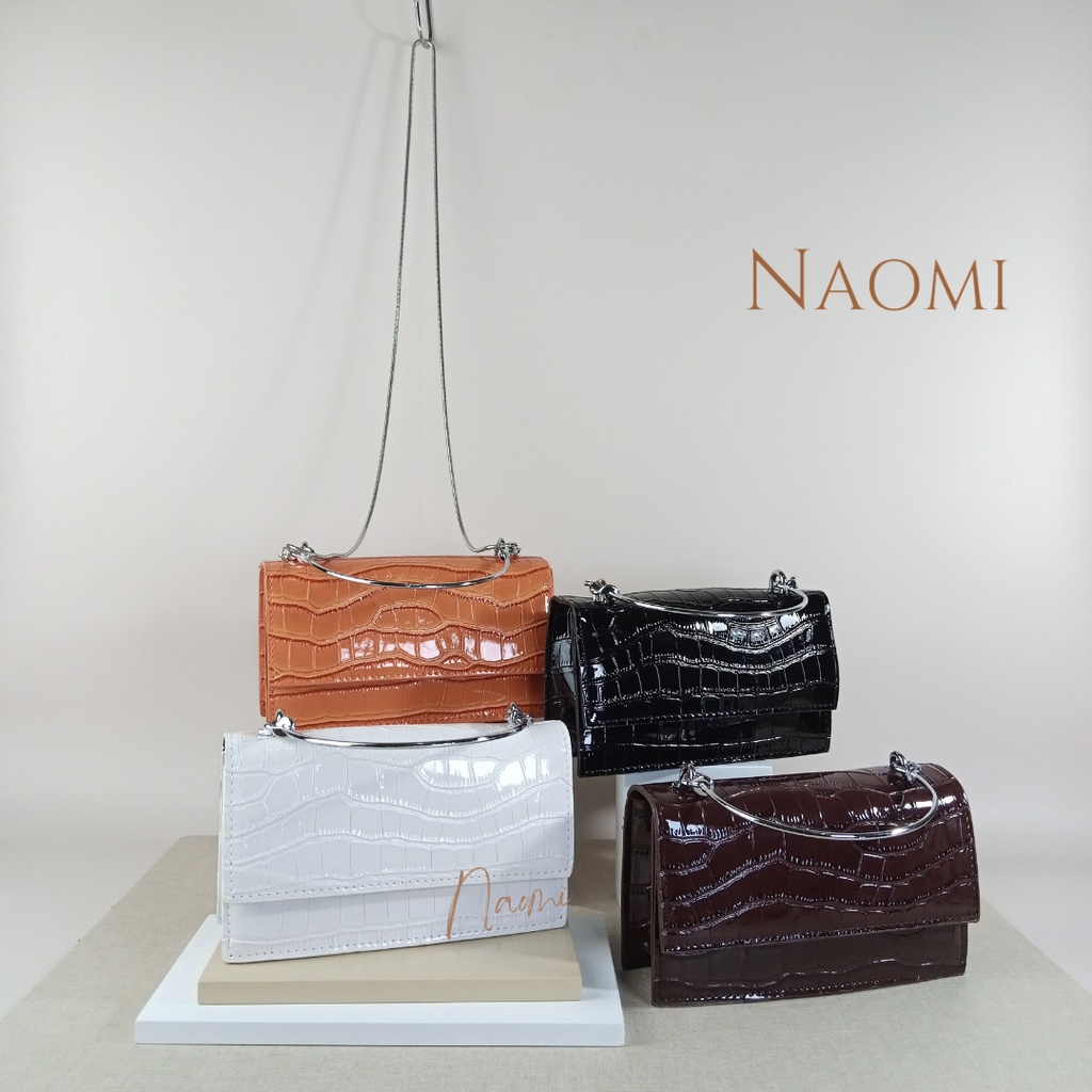 NAOMI - Virginia Sling Bag Import Kulit Sintetis Tas Rantai Premium Wanita Tas Selempang Rantai Kilap Kilau - tas Harian - Daily Kekinian Lembut Halus OOTD - Tali Monel handbag - tas pesta - tas party - naomi bag - tas naomi