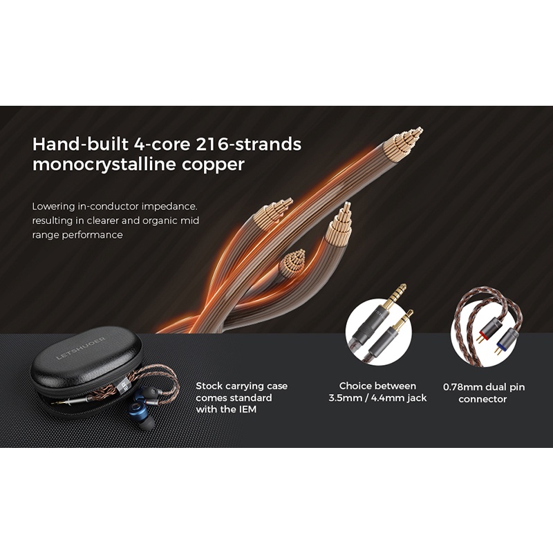 Letshuoer D13 earphone in ear DLC Diafragma 13mm driver IEM moving coil Untuk Shouer S12
