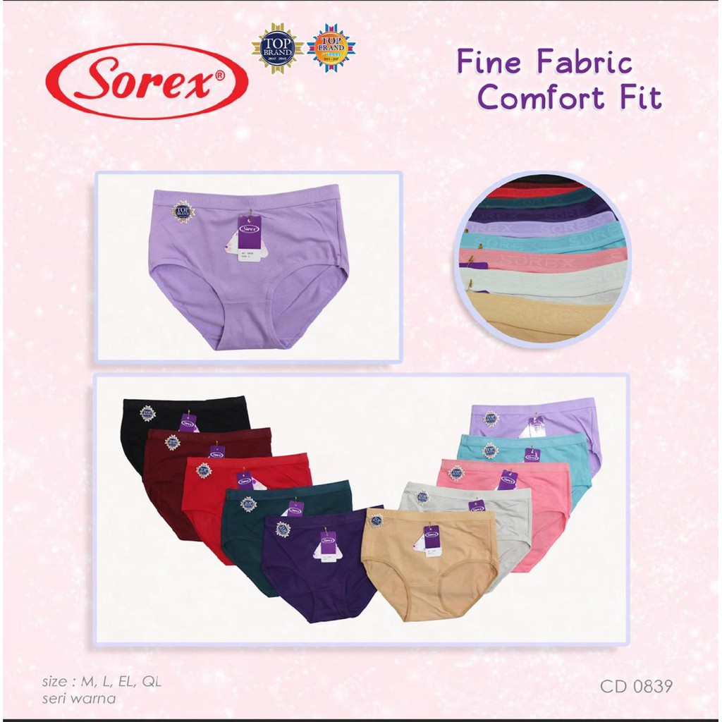 celana dalam wanita katun / sorex CD fine fabric comfort fit strech 0839 M L EL QL
