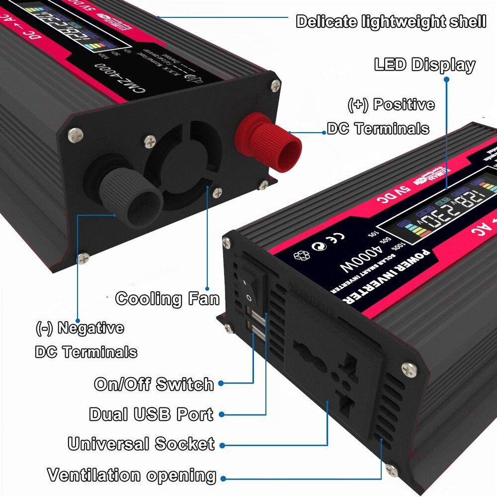 Power Inverter 4000W MSW Sine Wave Solar Inverter Daya DC 12V to AC 220V