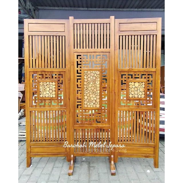 sketsel jati lipat penyekat ruangan