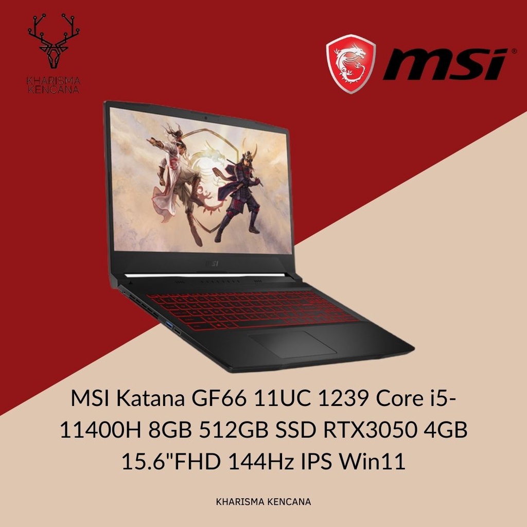 MSI Katana GF66 11UC 1239 Core i5-11400H 8GB 512SSD RTX3050 4GB Win11
