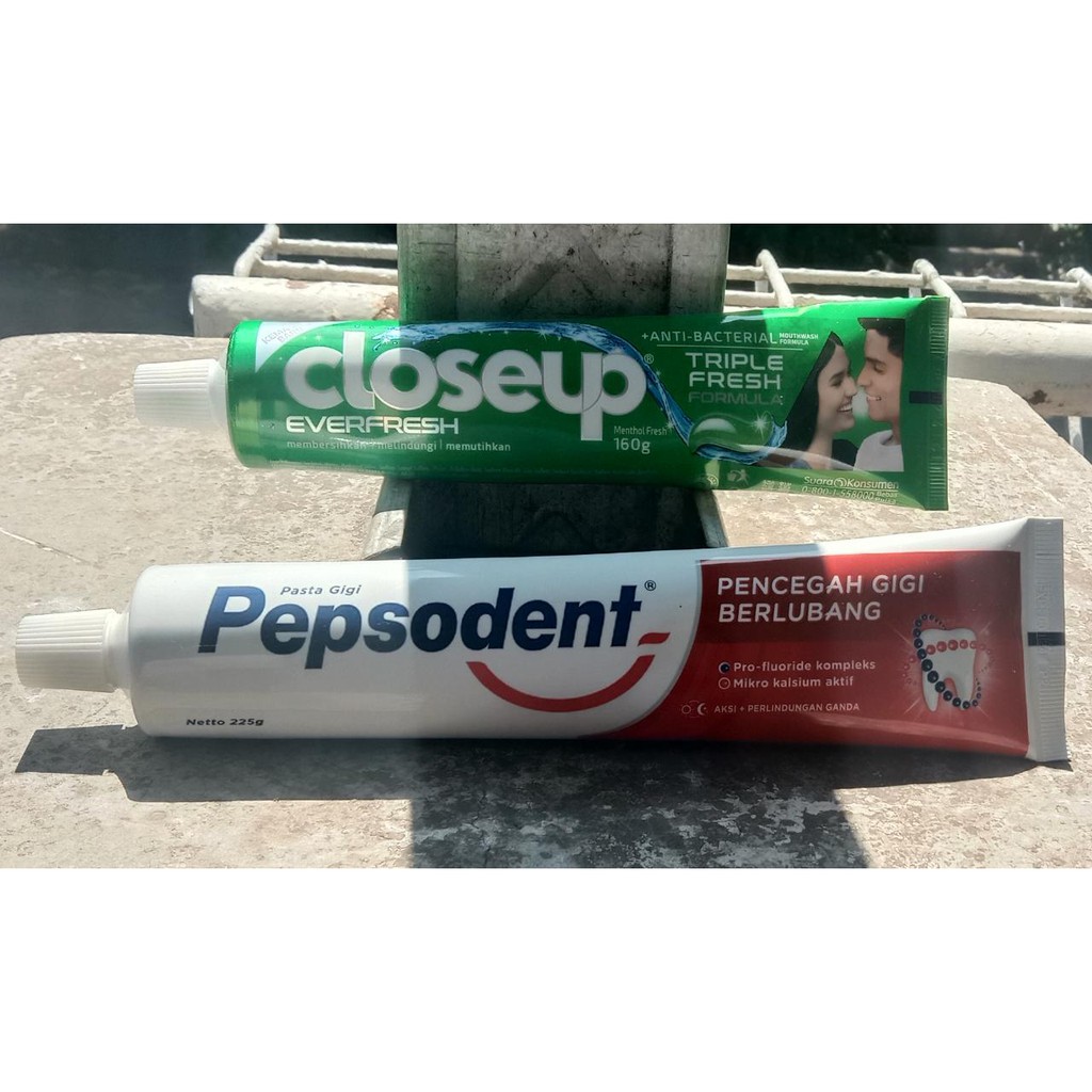 Pepsodent 225gr &amp; closeup 160gr tanpa dus barang di jamin ori 100%