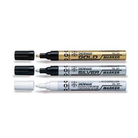Spidol Snowman Marker Putih, Silver & Gold Kecil