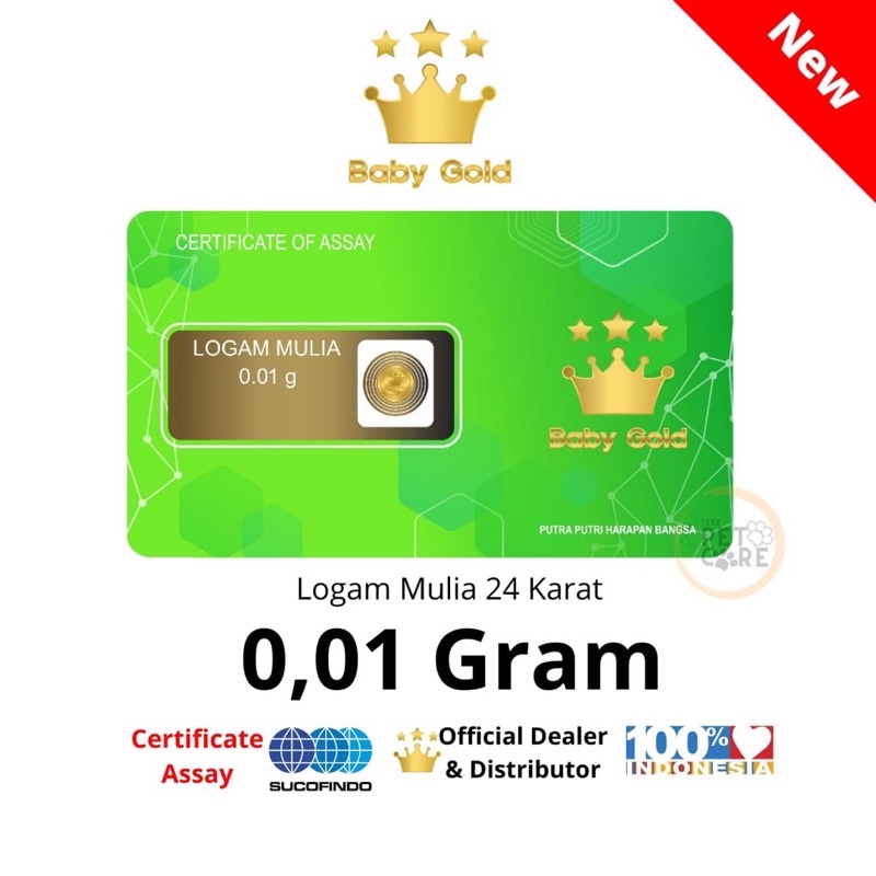 Baby Gold 0,01g TERMURAH SE SHOPEE Logam Mulia Emas Murni 24karat