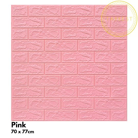 Wallpaper Dinding 3D MOTIF BATA 70cm x 77cm dan 70cm x 38cm 3mm-Pink