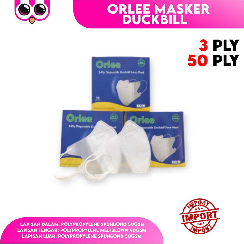 [ ORLEE DB BOX ] ORLEE MASKER DUCKBILL 3 PLY  ISI 50 / MASKER BOX DUCK BILL / FACE MASK