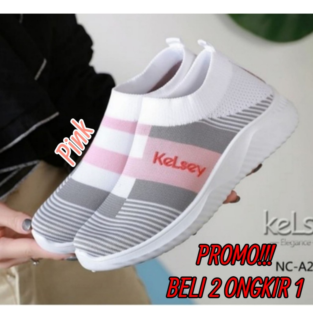 PROMO SALE !!! SEPATU WANITA SPORT TERBARU KESLEY GARIS WARNA