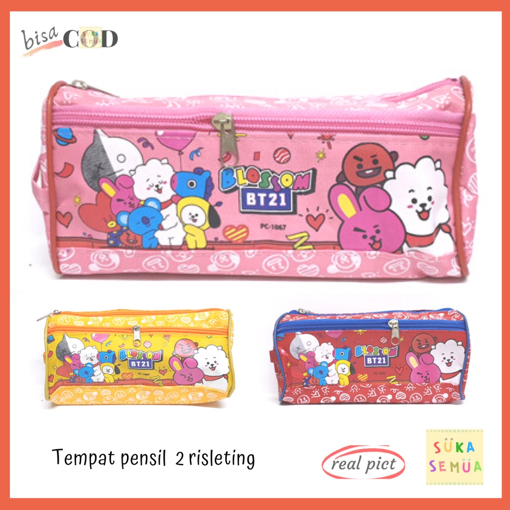 

Tempat Pensil 2 Resleting BT // Kotak Pinsil Alat Tulis Wadah Kostak Pencil Case KPop Army