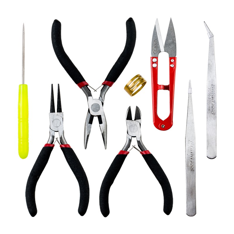 Alat pembuatan perhiasan stainless steel set dengan gunting plier pinset alat manik untuk perhiasan diy kit 8pcs