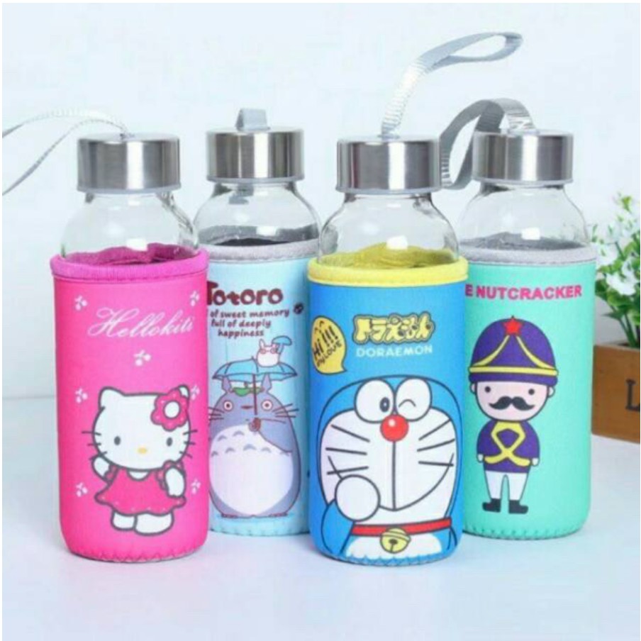 BOTOL KACA Unik Motif Tanaman Cactus Kaktus Animal Six Oup Life 450 ML My Bottle GLASS MATERIAL ...