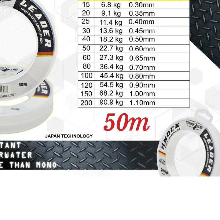 ☜ Senar Pancing HAMMERHEAD Shock Leader Senar Pancing Leader Kuat Anti Keriting Alat Pancing Murah ❁