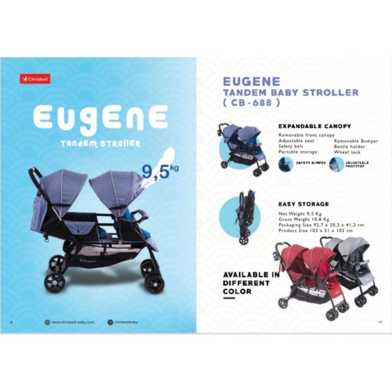 Stroller Kembar Tandem Chris Bell Eugene CB688-5