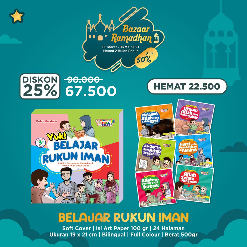 Seri Buku Anak Belajar Rukun Iman Isi 6 Buku Lingkar Media