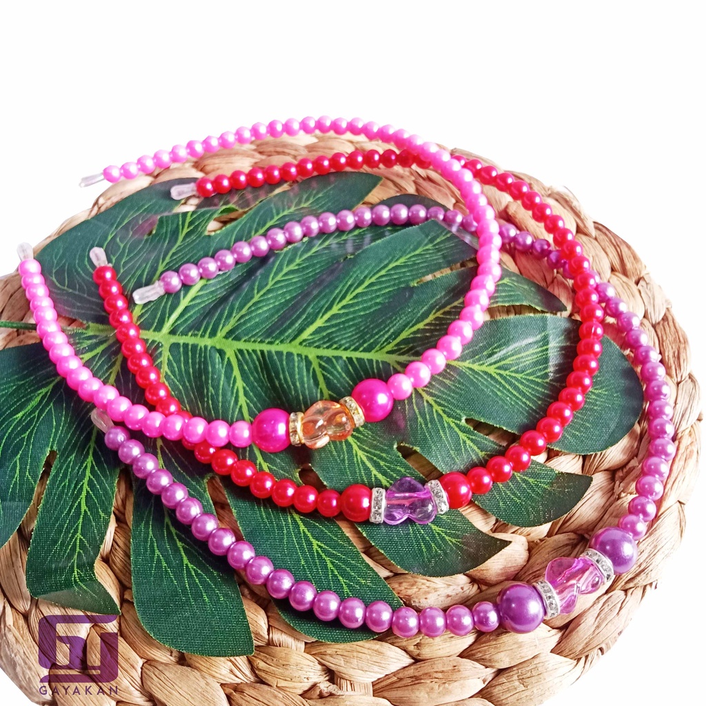 Isi 6 Pcs Bando Mutiara Mote Sintetis Mutiara MultiWarna