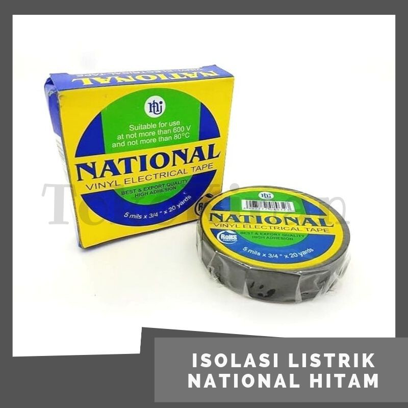Isolasi Listrik NATIONAL Hitam Solasi Kabel Nasional Electrical Tape Sparepart Mobil Terlaris