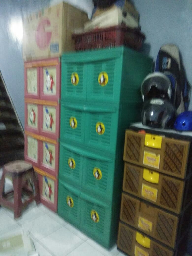 Lemari Pakaian Plastik 4 Susun Jumbo Boneka Timbul Pinguin