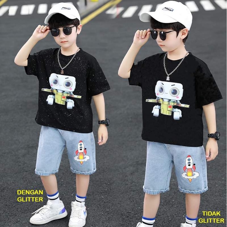 Baju Setelan Anak Laki Laki Robotic BLACK