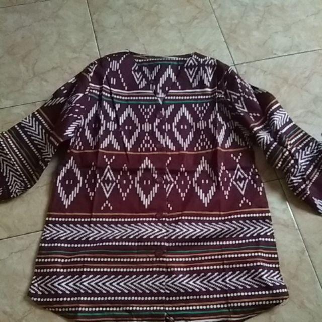 Cd2 - Atasan Baju Batik Wanita Muslimah / Hijaber / Busui Lengan Panjang Kancing Depan Katun Strecth