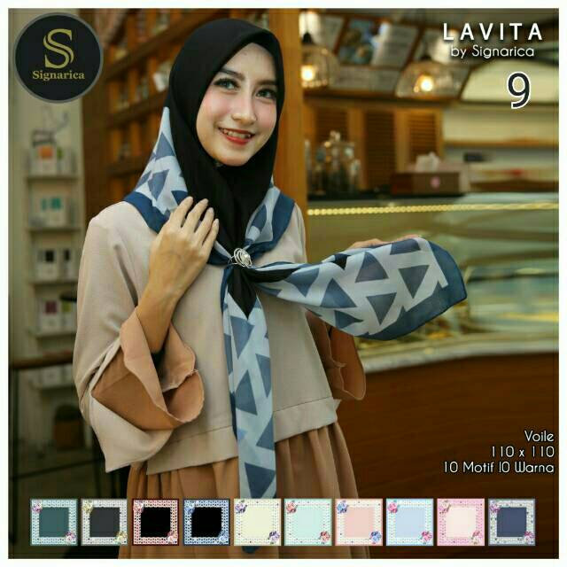 Grosir Jilbab Segiempat Lavita by Signarica Motif 6-10