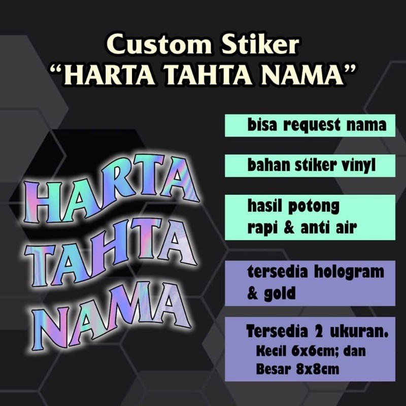 

stiker harta tahta (bisa custom nama)