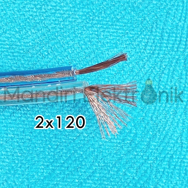 Kabel Listrik Transparan 2x120 per meter - Kabel Audio - Kabel Listrik Audio 2 x 120 Meteran - Kabel Serabur isi 2 x 120mm