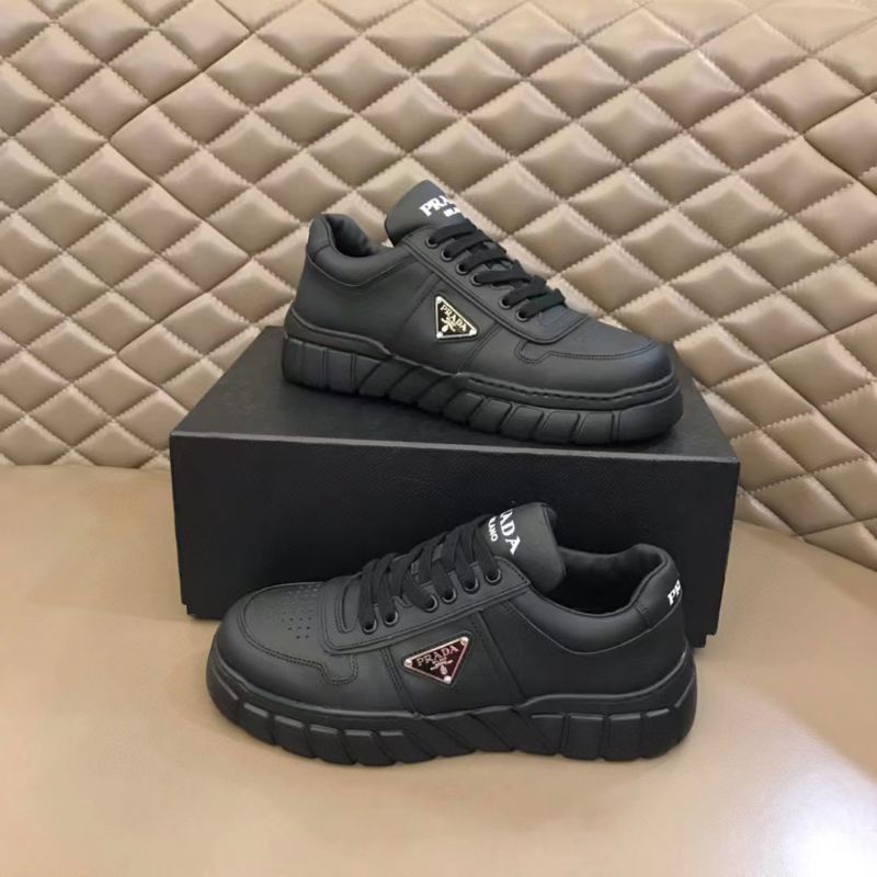 sepatu pria pr4da sneaker kulit hitam men shoes branded P1SHOES top cowok terbaru