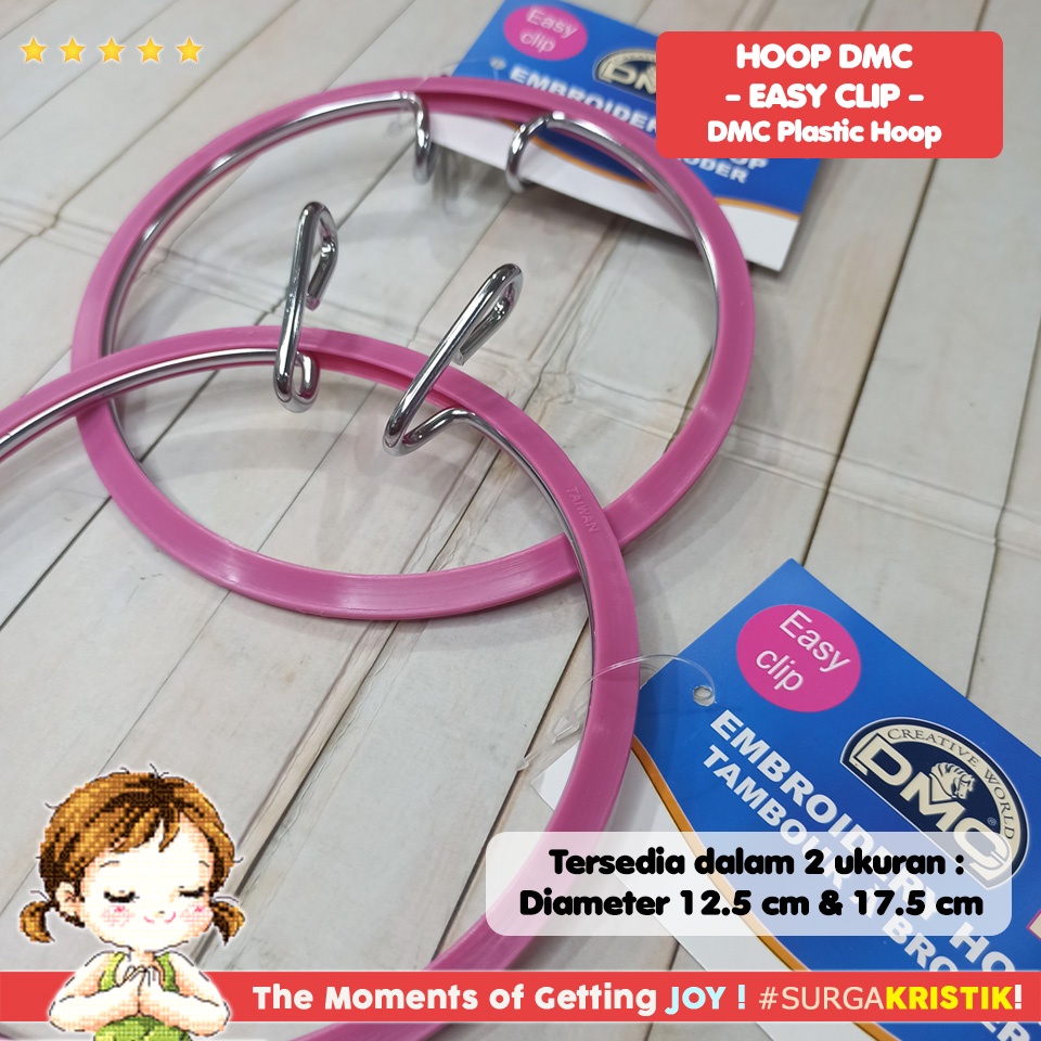 Pemidangan Hoop Sulam Kristik Strimin DMC Plastic Flexible Hoop Easy Clip