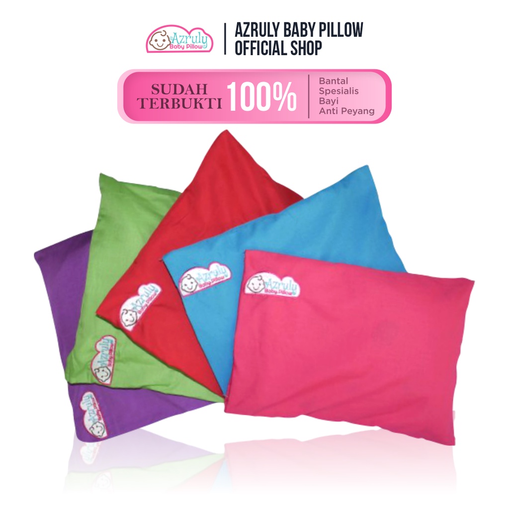 AZRULY BABY PILLOW ORIGINAL - BANTAL KESEHATAN ANTI PEYANG 100% KULIT KACANG HIJAU OPSIMOM - LOGO BORDIR